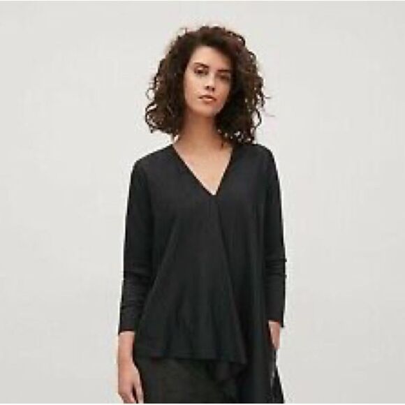 COS V-Neck Button Back Draped Blouse - Picture 1 of 7